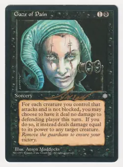 Gold Signed Gaze of Pain LP Ice Age Artist Anson Maddocks 1995 WOTC MTG Magic! - Image 1