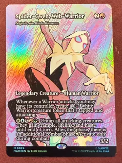 Magic MTG Marvel Universe Eternal Spider-Gwen, Web-Warrior Borderless Foil M0024 - Image 1