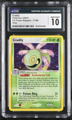 CGC 10 CRADILY 7 EX POWER KEEPERS HOLO POKEMON 2007 GEM MINT - Image 1