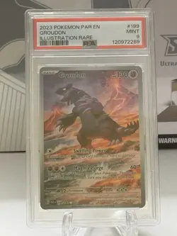2023 POKEMON PAR EN-PARADOX RIFT ILLUSTRATION RARE #199 GROUDON PSA 9 - Image 1