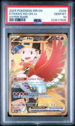 2025 POKEMON DRI EN-DESTINED RIVALS HYPER RARE #239 ETHAN'S HO-OH EX PSA 10 - Image 1