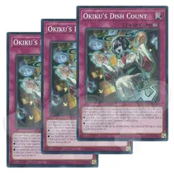 Yugioh - Okiku's Dish Count x 3 - 1st Edition NM - Plus Free Holo Cards - Image 1