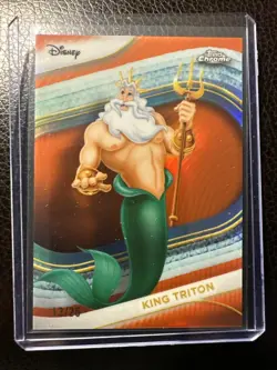 2025 Topps Chrome Disney King Triton Orange Refractor #’d 13/25 SSP Card # 61. - Image 1