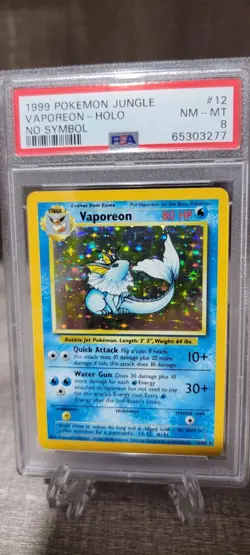 PSA 8 No Symbol Vaporeon Holo Jungle Set #12 Holographic 1999 Pokemon Card Error - Image 2