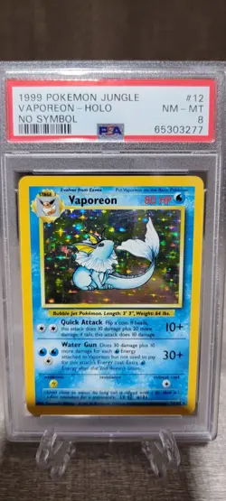 PSA 8 No Symbol Vaporeon Holo Jungle Set #12 Holographic 1999 Pokemon Card Error - Image 4
