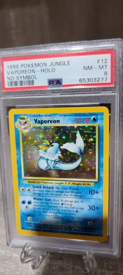 PSA 8 No Symbol Vaporeon Holo Jungle Set #12 Holographic 1999 Pokemon Card Error - Image 5