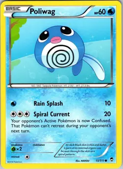 Pokemon TCG Poliwag XY Furious Fists 15/111 Regular Common Card NM - Image 1