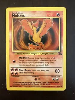 1999 Vintage Pokemon Moltres 27/62 Fossil Rare Non-Holo Card Near Mint Condition - Image 1