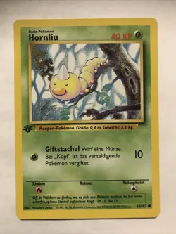 1st Edition Weedle (Hornliu) 69/102 - NM Near Mint German Base Set Pokemon Card - Image 1