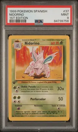 1999 Pokemon WOTC Base Set Spanish 1st Edition PSA 9 NIDORINO #37 - Image 1