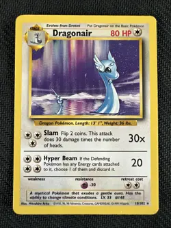 Dragonair Pokemon TCG 18/102 Base Set Non-Holo Rare Unlimited Card - Image 1