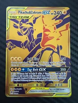 Pokemon TCG Pikachu & Zekrom GX SM248 Normal Sized Card Full Art VLP - Image 1