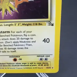 Zapdos Fossil 15/62 Pokemon TCG Card Holo Rare WOTC Vintage 1999 - Image 4