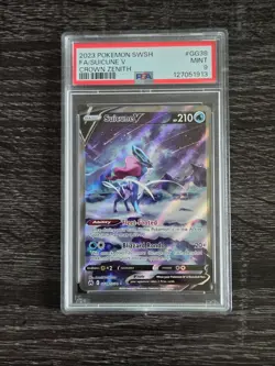 PSA 9 GEM MINT Suicune V GG38 Crown Zenith Galarian Gallery Pokemon Card - Image 1