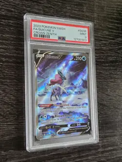 PSA 9 GEM MINT Suicune V GG38 Crown Zenith Galarian Gallery Pokemon Card - Image 2