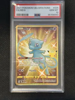 Pokemon TCG Celebrations Mew Gold Holo Card 025/025 PSA 10 Secret Rare - Image 1