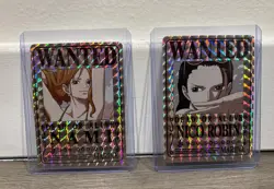 ONE PIECE HOLOGRAPHIC TRADING CARD STICKERS WANTED POSTERS HEAD NAMI & ROBIN - Image 1