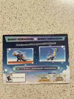 POKEMON SCARLET / VIOLET -SHINY MIRAIDON OR SHINY KORAIDON CODE CARD UNSCRATCHED - Image 1