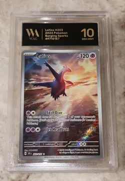 Wag Graded Gem Mint 10 Latios 203/191 Sv08: Surging Sparks Holo Pokemon - Image 1