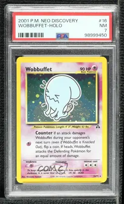 Wobbuffet Holo Pokemon Neo Discovery PSA 7 2001 - Image 1
