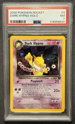Pokemon 2000 Team Rocket Dark Hypno Holo Rare 9/82 PSA 7 - Image 1