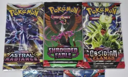 Pokemon TCG Lot Of 5 Booster Packs Obsidian Flame Astral Radiance Stellar Crown - Image 2