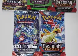 Pokemon TCG Lot Of 5 Booster Packs Obsidian Flame Astral Radiance Stellar Crown - Image 3
