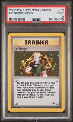2000 POKEMON GYM HEROES #17 LT. SURGE-HOLO PSA 9 - Image 1
