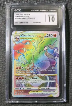 Pokemon- Charizard VSTAR 174/172 Brilliant Stars Rainbow Secret CGC Gem Mint 10 - Image 1