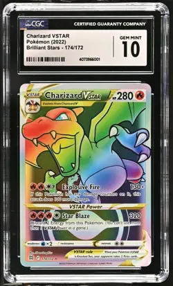 Pokemon- Charizard VSTAR 174/172 Brilliant Stars Rainbow Secret CGC Gem Mint 10 - Image 3