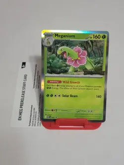 Mega Evolution Meganium 001 Prerelease Staff Promo Card NM - Image 1