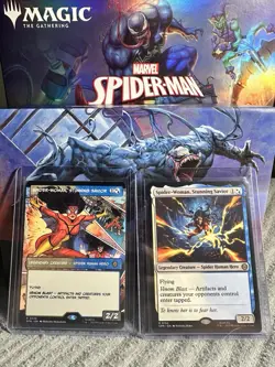 MTG Marvel Spider-Man | Spider-Woman Stunning Savior 2 Card Lot | Alt + Regular - Image 1