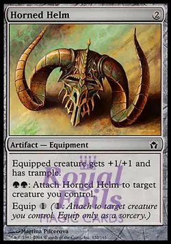 Horned Helm 2x FOIL 5DN MTG Fifth Dawn Common MINT artifact green - Image 1