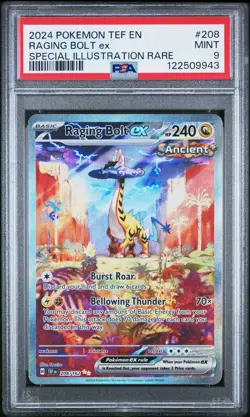 2024 POKEMON TEF EN-TEMPORAL FORCES #208 RAGING BOLT EX PSA 9 - Image 1