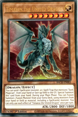 Timaeus the United Dragon BACH-EN003 Ultra Rare 1st Edition YuGiOh TCG Card - Image 1
