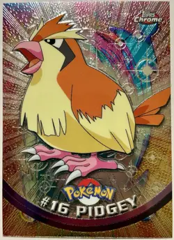 PIDGEY #16, Series 1 - 2000, Topps TV Animation Edition Chrome Pokemon Card - Image 2