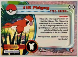 PIDGEY #16, Series 1 - 2000, Topps TV Animation Edition Chrome Pokemon Card - Image 5