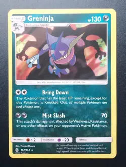 Greninja 117/214 Sm-Unbroken Bonds Holo LP See Photos Of Back Pokemon Card - Image 2