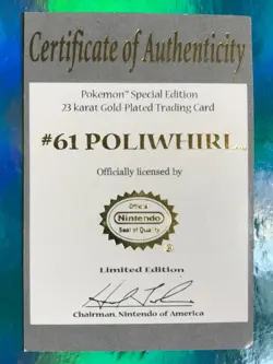 Pokemon #61 POLIWHIRL: (COA) ONLY. “Paper Certificate” only, no trading card. - Image 1
