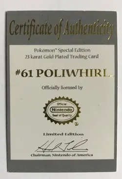 Pokemon #61 POLIWHIRL: (COA) ONLY. “Paper Certificate” only, no trading card. - Image 3