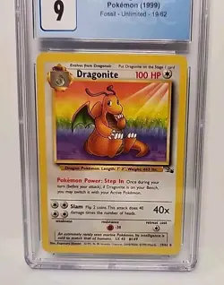 Dragonite 19/62 Fossil Unlimited 1999 Pokemon Card Graded CGC Mint 9 Blue Label - Image 3