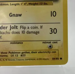 Pokemon Card 1999 PIKACHU Rare Yellow Cheeks 58/102 Base Set - Image 4