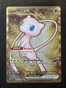 Pokemon TCG Scarlet & Violet Mew EX 205/165 Gold Metal Card NM Condition - Image 1