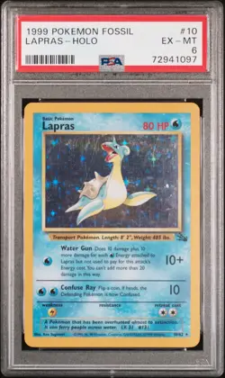 1999 Pokemon Fossil #10 Lapras - HOLO PSA 6 - Image 1