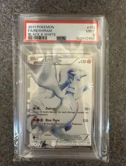 2011 Pokemon Black & White Base 113/114 FA Full Art Reshiram Holo PSA 9 Mint - Image 1