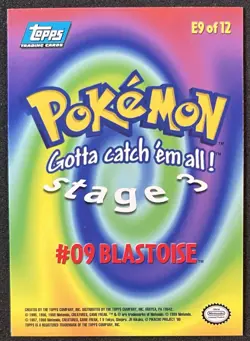 1999 Topps Pokemon Blastoise #E9 of 12 Stage 3 Movie Edition Blue Topps Logo - Image 2