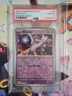 PSA 10 Pokemon 2024 Stellar Crown #059/142 Mewtwo Reverse Holo - Image 1