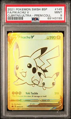 2021 Pokemon SWSH BSP Full Art Pikachu V #145 Celebrations UPC Graded PSA 9 - Image 2
