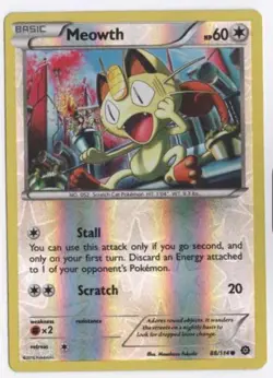 Pokemon Card Meowth Steam Siege Reverse Holo 88/114 Near Mint - Image 1