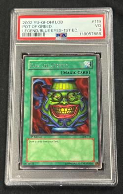Yugioh Pot of Greed PSA 3 LOB 1st Edition - Image 1